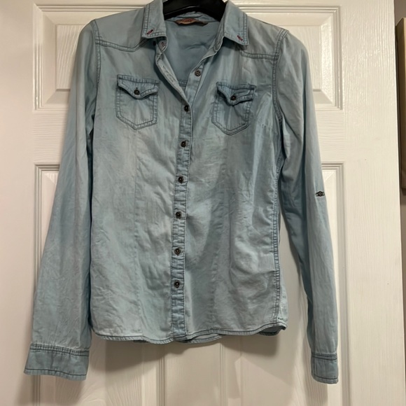 Highway Jeans Tops - Ligh wash blue button long sleeve down! Goes with anything!